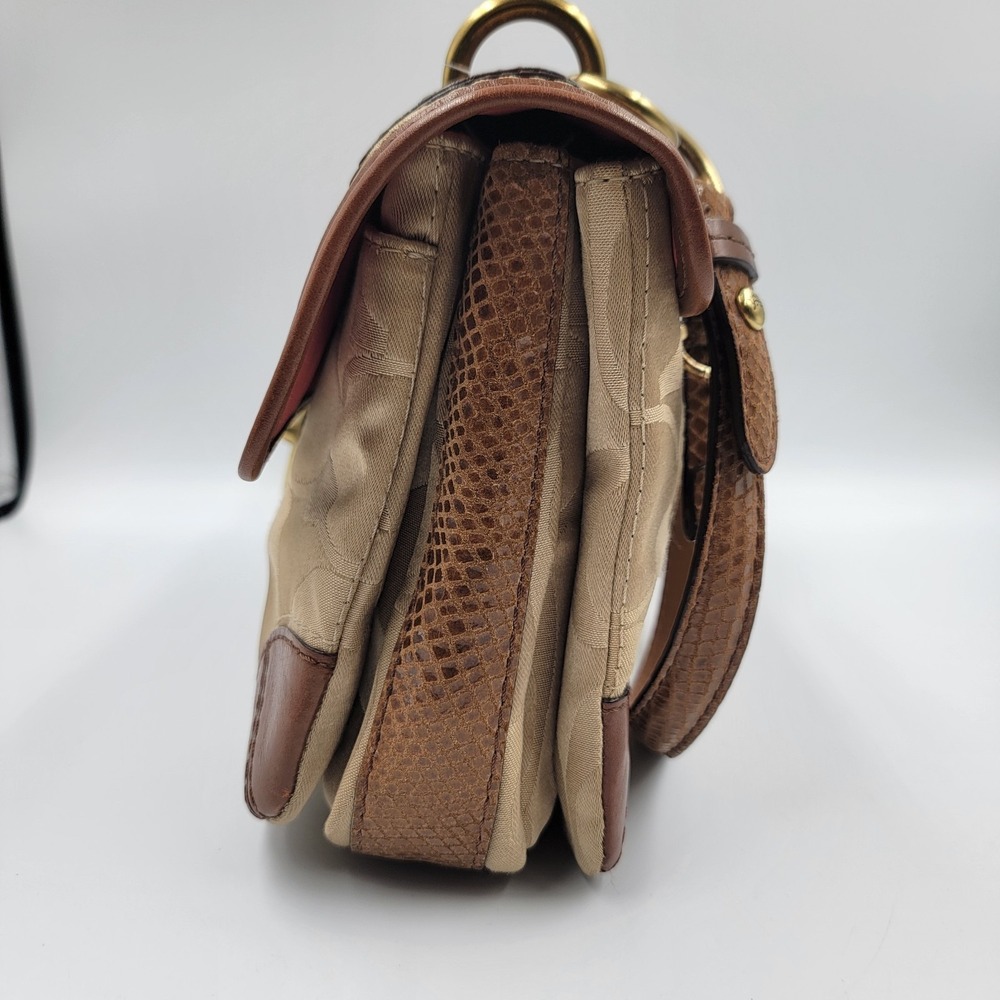 Vintage Coach J0969-14504 Peyton Beige Signature Sateen Brown snake Skin Y2k - Picture 4 of 14